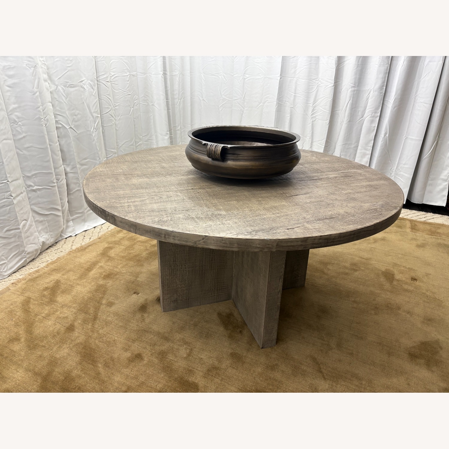 Restoration Hardware Drifted Reclaimed Oak Round Dining Table – 60” - image-6