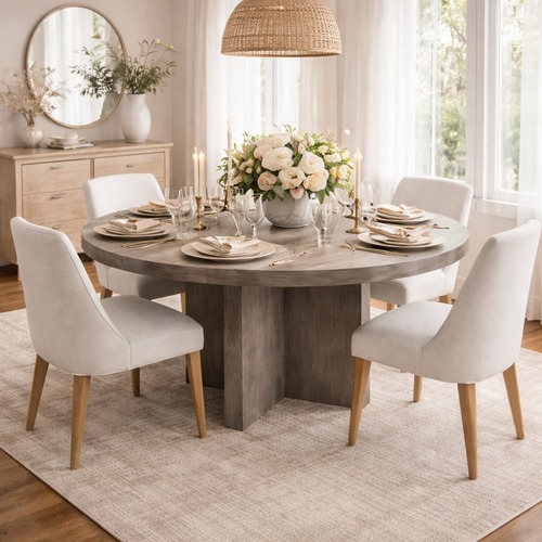 Used Restoration Hardware Drifted Reclaimed Oak Round Dining Table – 60” for sale on AptDeco