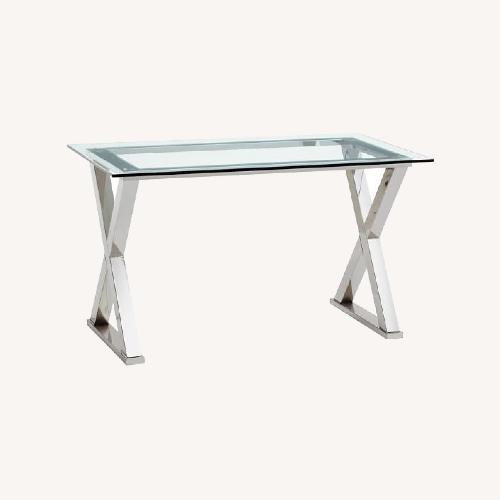 Used Pottery Barn Ava Natural Glass Desk for sale on AptDeco
