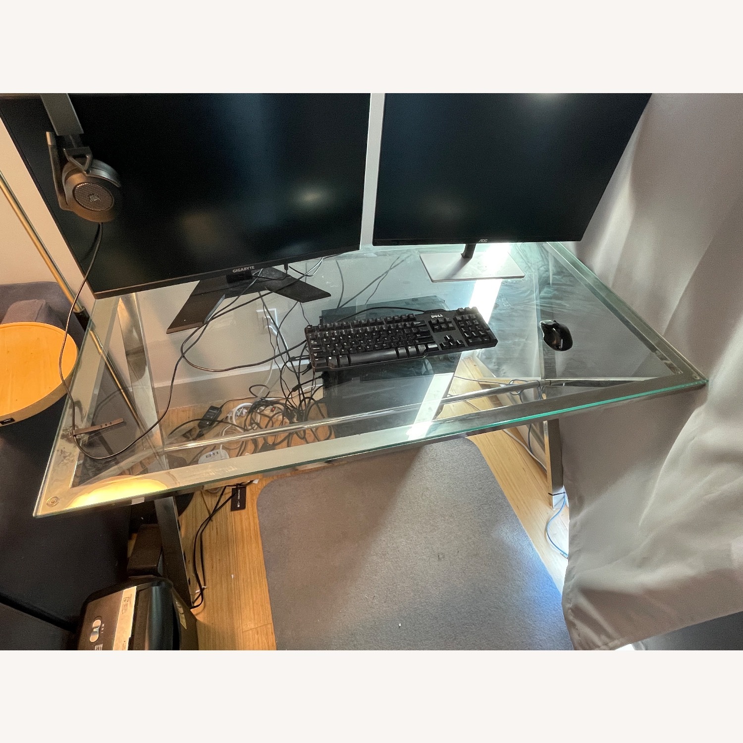 Pottery Barn Ava Natural Glass Desk - image-1