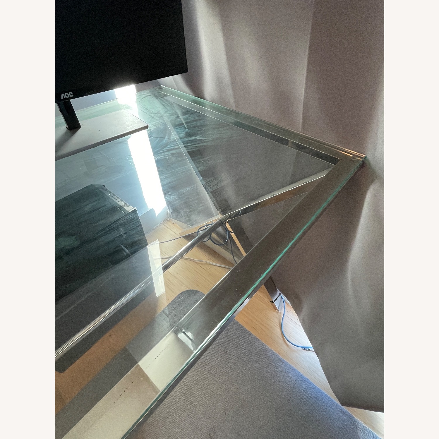 Pottery Barn Ava Natural Glass Desk - image-2