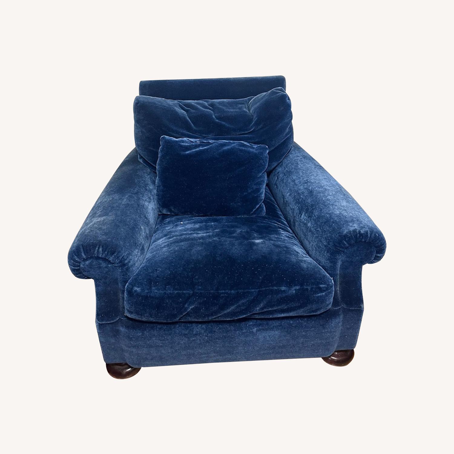 Taylor Made Custom Blue Velvet Armchair - image-0
