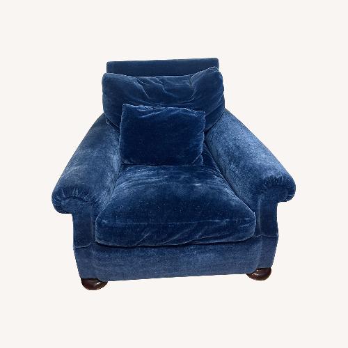 Used Taylor Made Custom Blue Velvet Armchair for sale on AptDeco