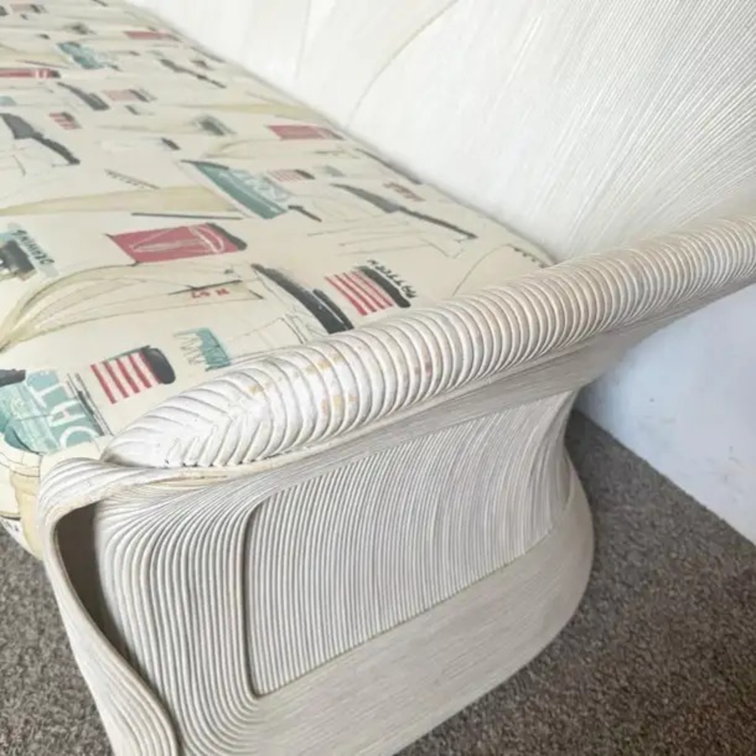 Vintage Boho Chic Ribbon Pencil Reed Sofa - image-8