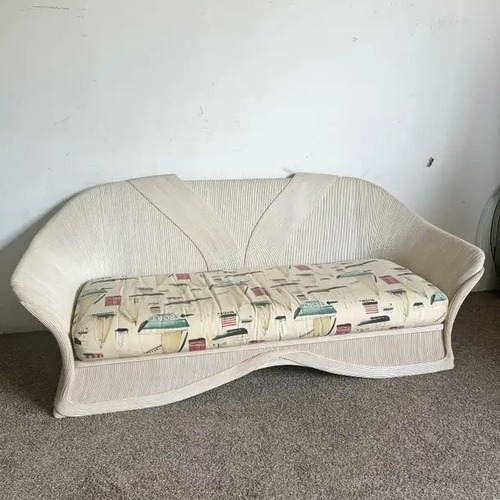 Used Vintage Boho Chic Ribbon Pencil Reed Sofa for sale on AptDeco