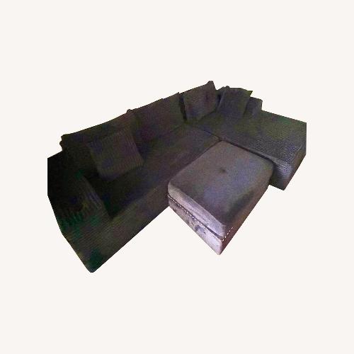 Used Vintage/Antique Black Fabric 2 Piece Sectional for sale on AptDeco