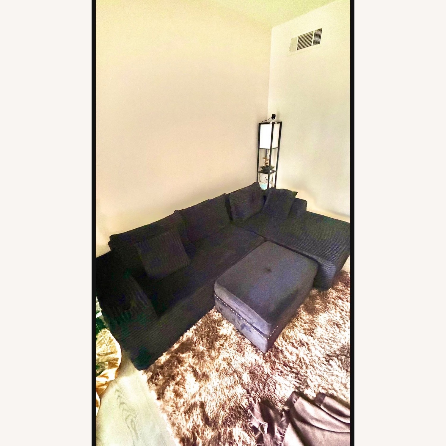 Vintage/Antique Black Fabric 2 Piece Sectional - image-3