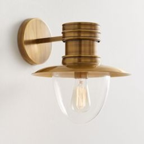 Used Pottery Barn Nolan Gold Metal Wall Lamp for sale on AptDeco