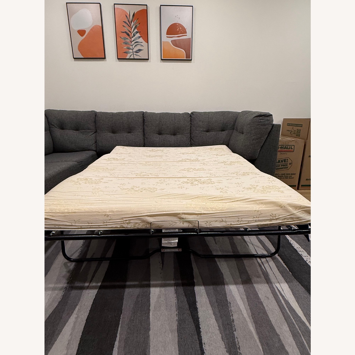 Living Spaces Dark Gray Fabric 3+ Piece Sectional - image-10