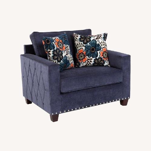 Used Bob's Discount Furniture Melanie Chair and a Half in Blue for sale on AptDeco