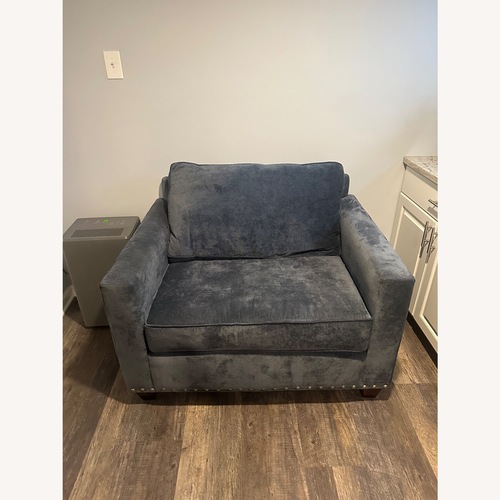 Used Bob's Discount Furniture Melanie Chair and a Half in Blue for sale on AptDeco