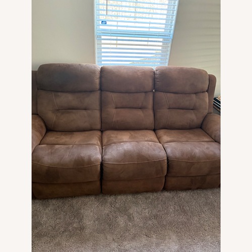 Used Value City Light Brown Suede 3+ Piece Sectional for sale on AptDeco