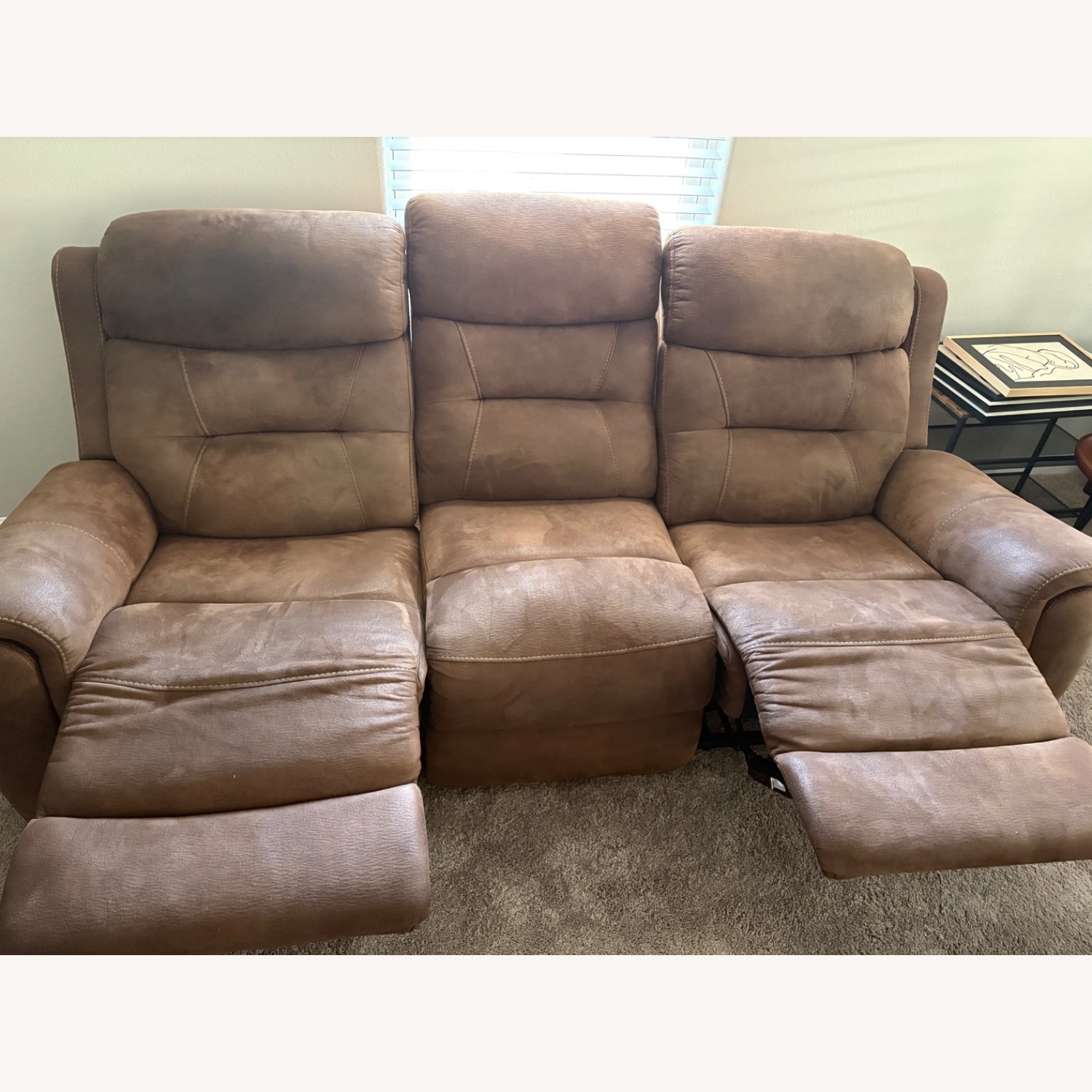 Value City Light Brown Suede 3+ Piece Sectional - image-2
