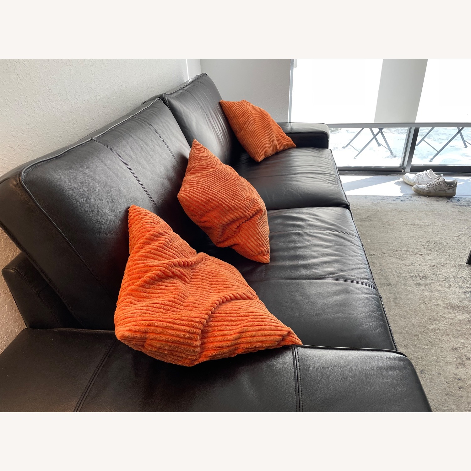 IKEA Kivik Black Leather 2 Piece Sectional - image-2