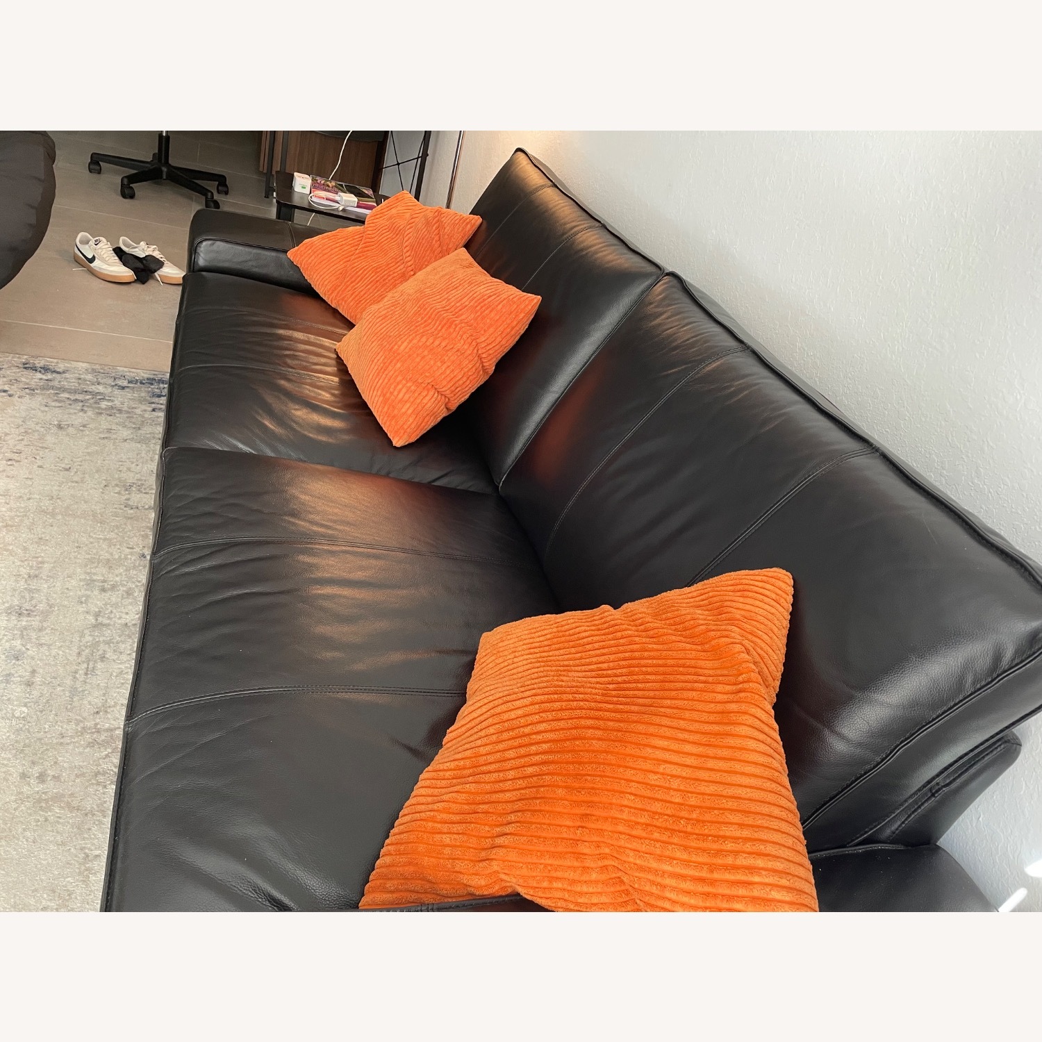 IKEA Kivik Black Leather 2 Piece Sectional - image-1