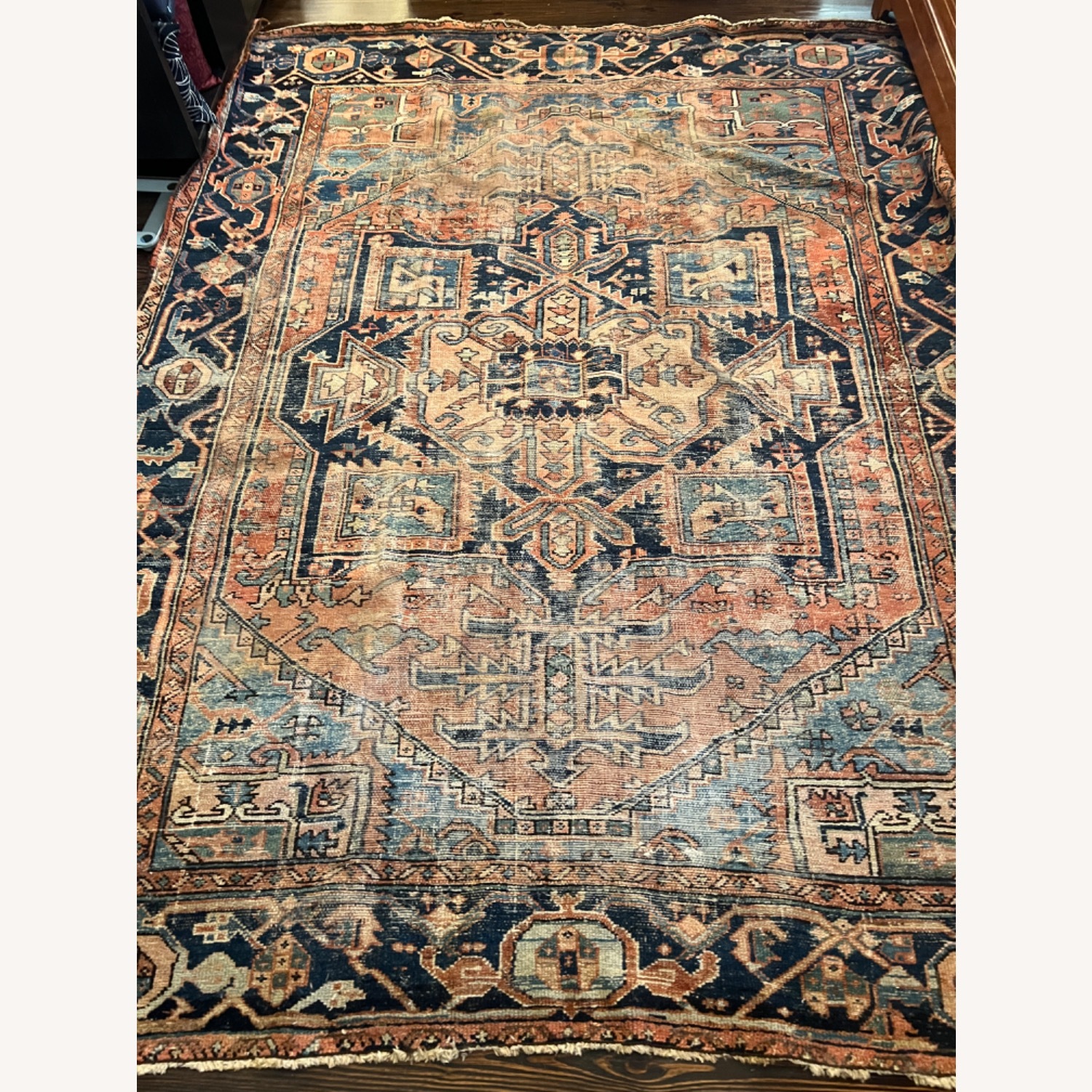 Vintage/Antique Blue Wool Area Rug 8' x 10' - image-4