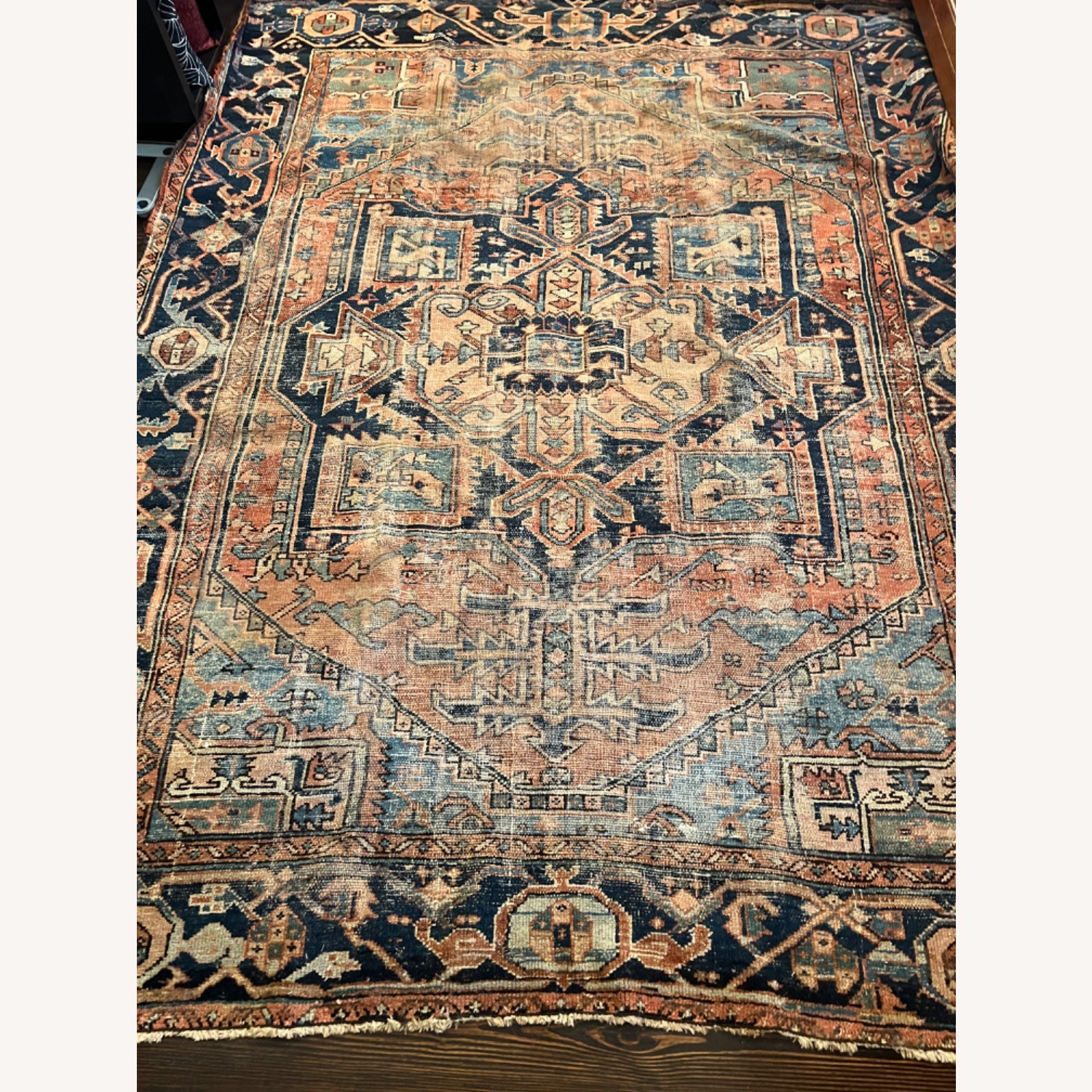 Vintage/Antique Blue Wool Area Rug 8' x 10' - image-1