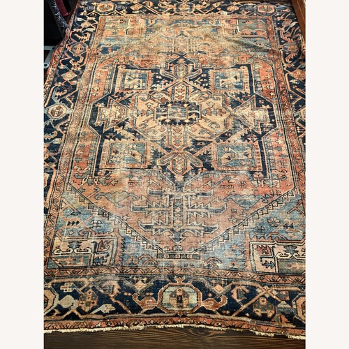 Used Vintage/Antique Blue Wool Area Rug 8' x 10' for sale on AptDeco