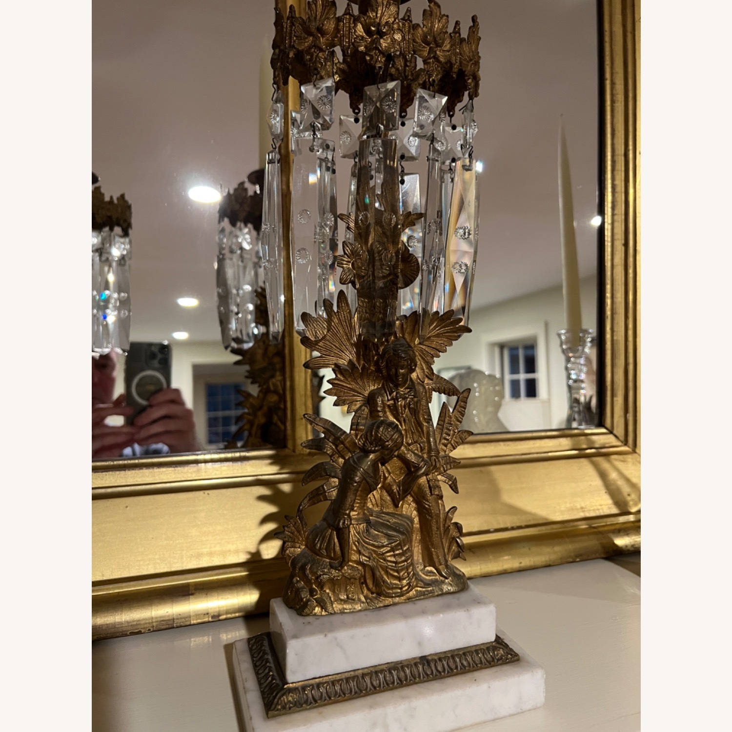 Antique Girandole Candelabras (3) Gold Décor - image-3