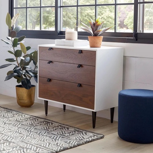 Used Article Envelo White / Walnut 3 Drawer Chest  for sale on AptDeco