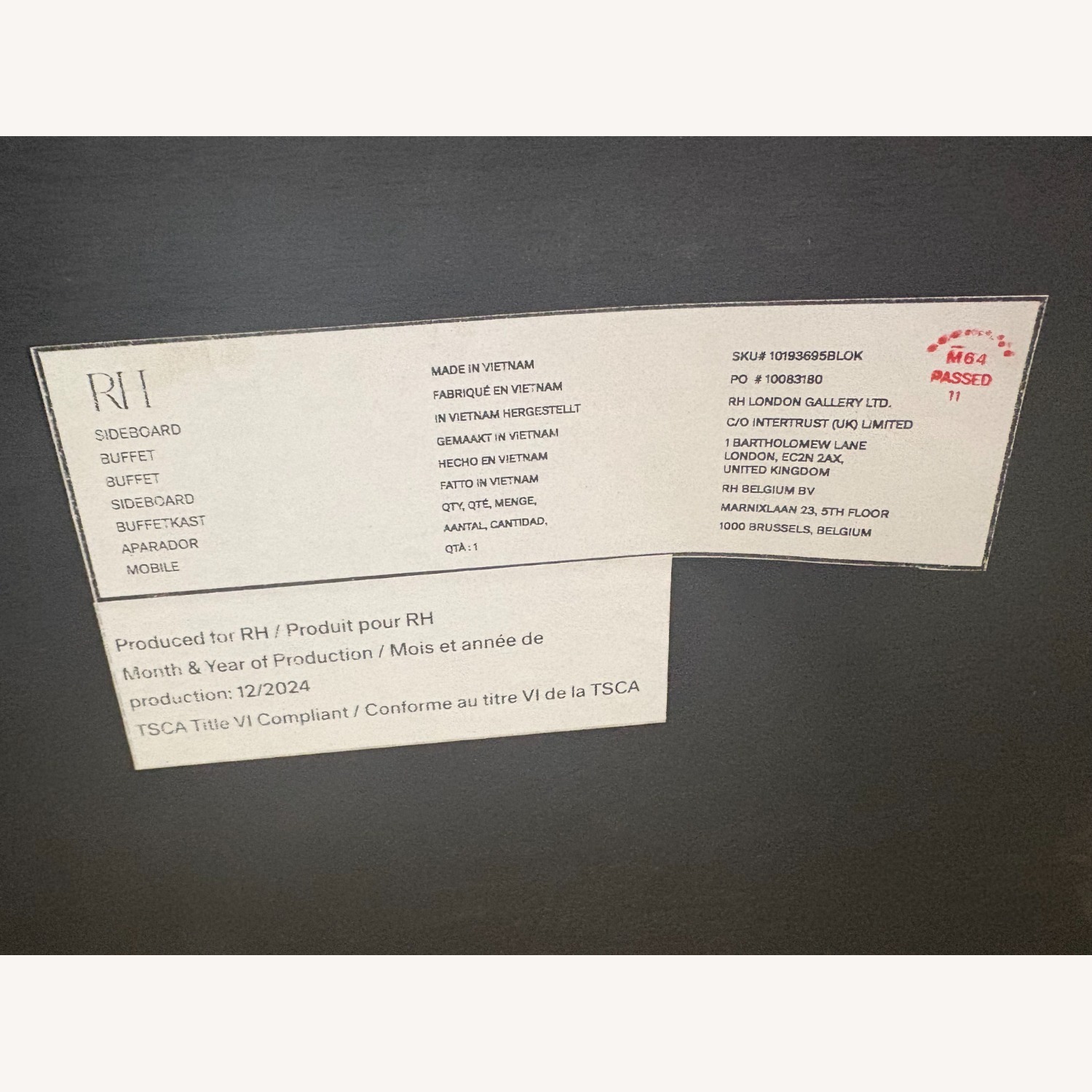 Restoration Hardware Byron Emperador 4-Door Sideboard – 84” - image-1