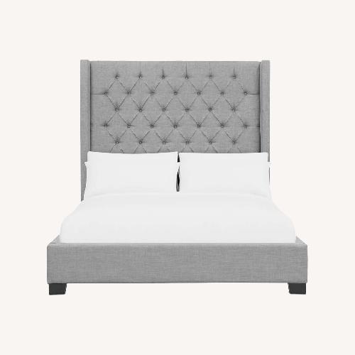 Used Macy's Thorstein Queen Bed Light Gray Queen Bed for sale on AptDeco