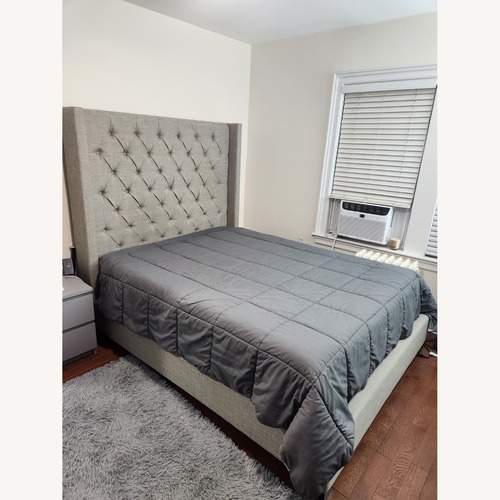 Used Macy's Thorstein Queen Bed Light Gray Queen Bed for sale on AptDeco