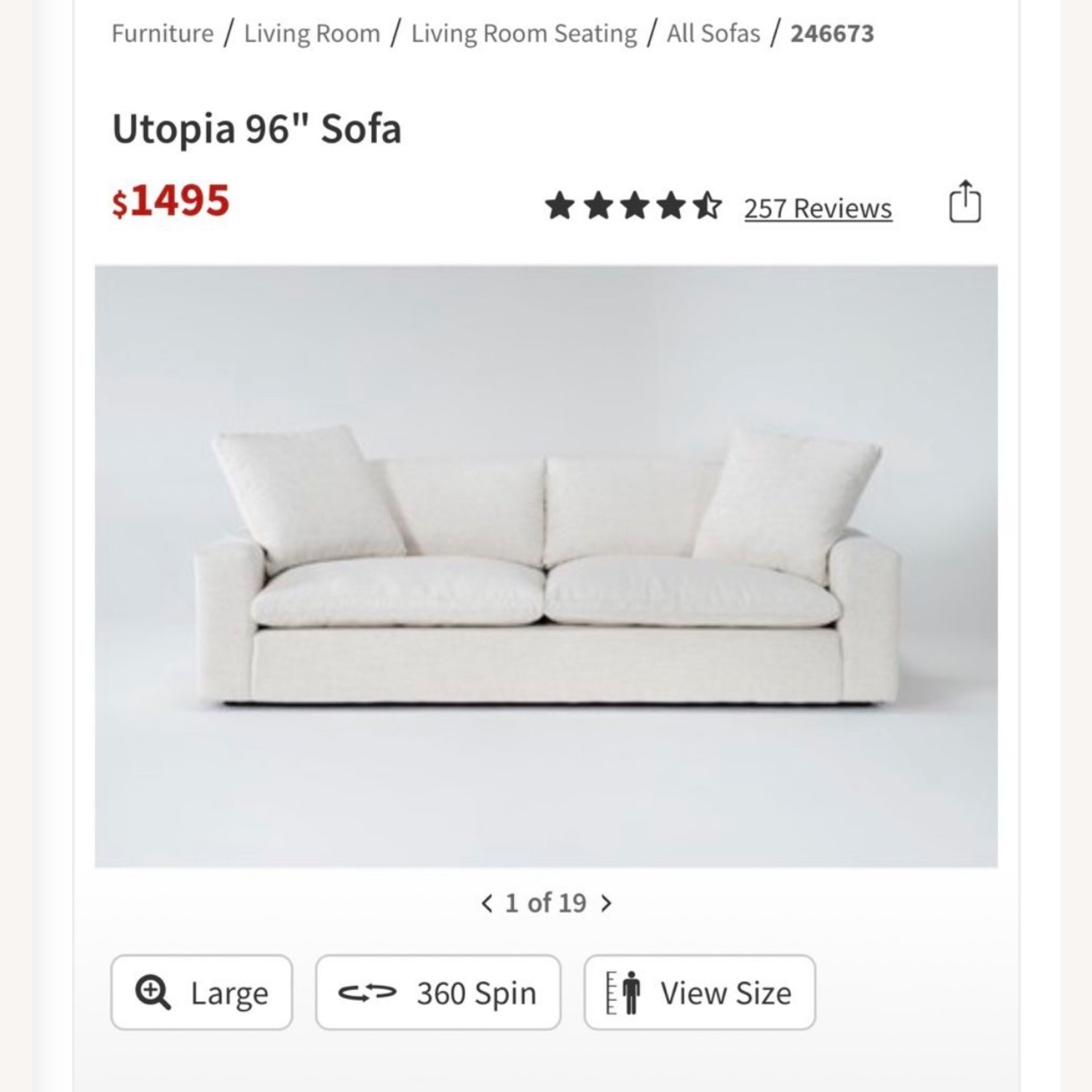 Living Spaces Cloud Sofa/Couch - image-7