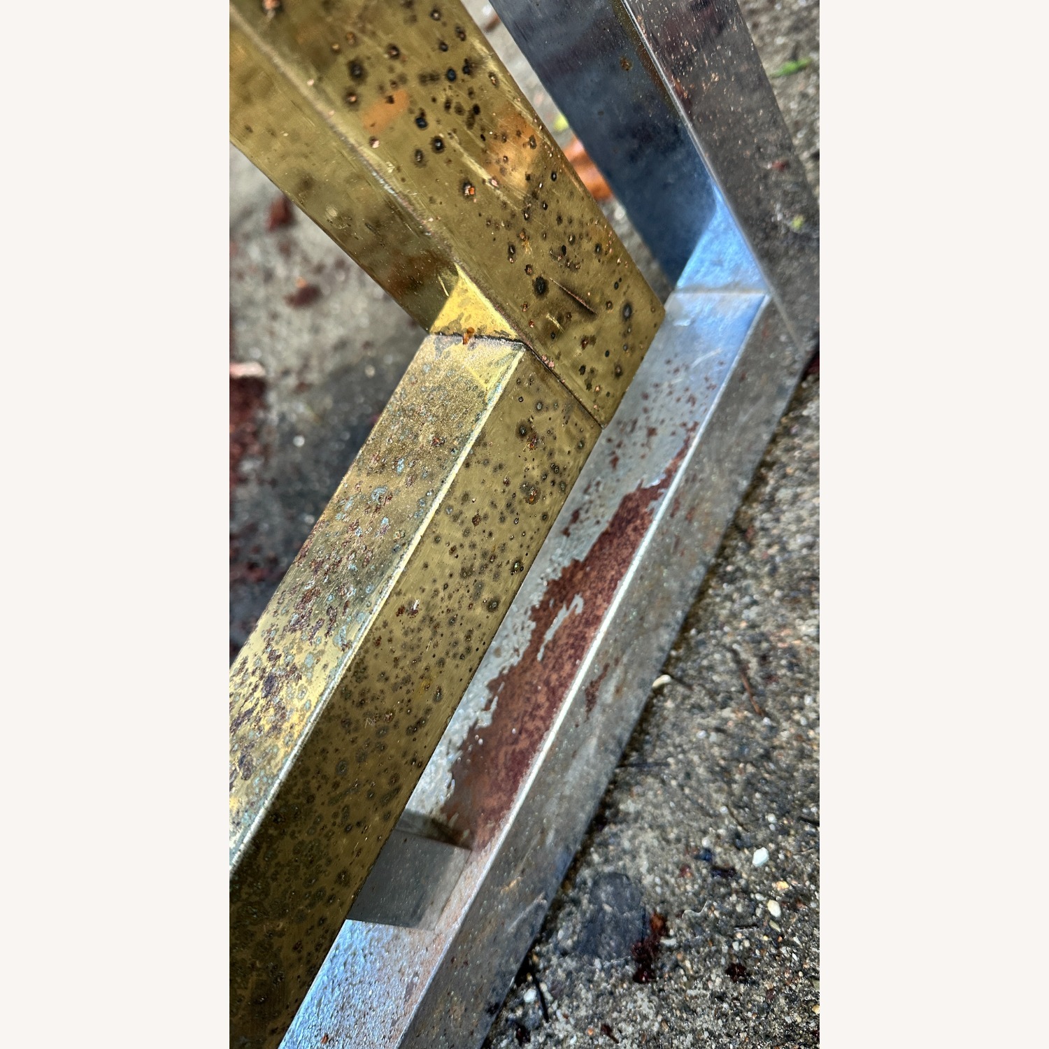 Hollywood Regency Chrome Gold Table No Glass - image-8