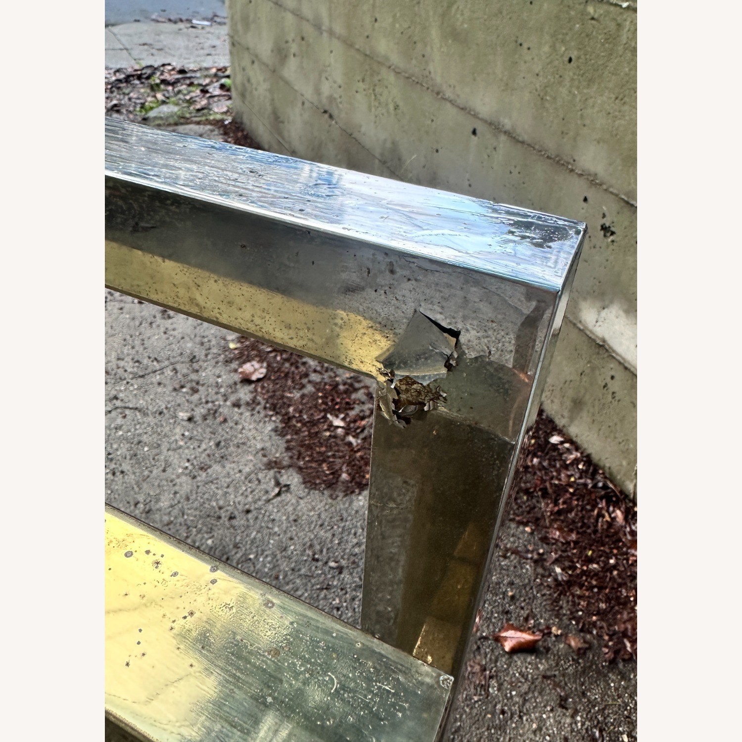 Hollywood Regency Chrome Gold Table No Glass - image-7