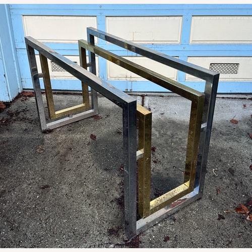 Used Hollywood Regency Chrome Gold Table No Glass for sale on AptDeco