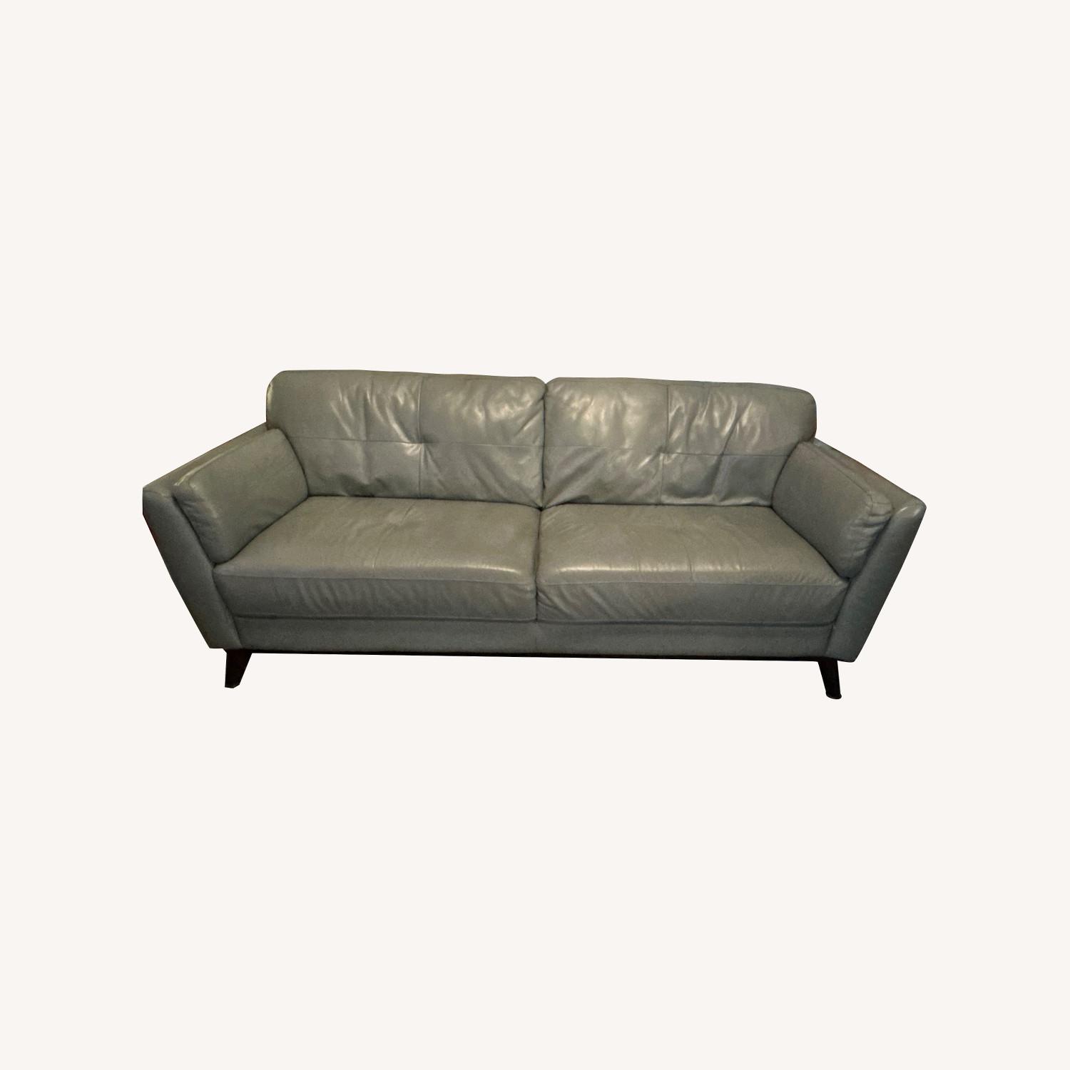 Green Leather 3+ Seater Sofa - image-0