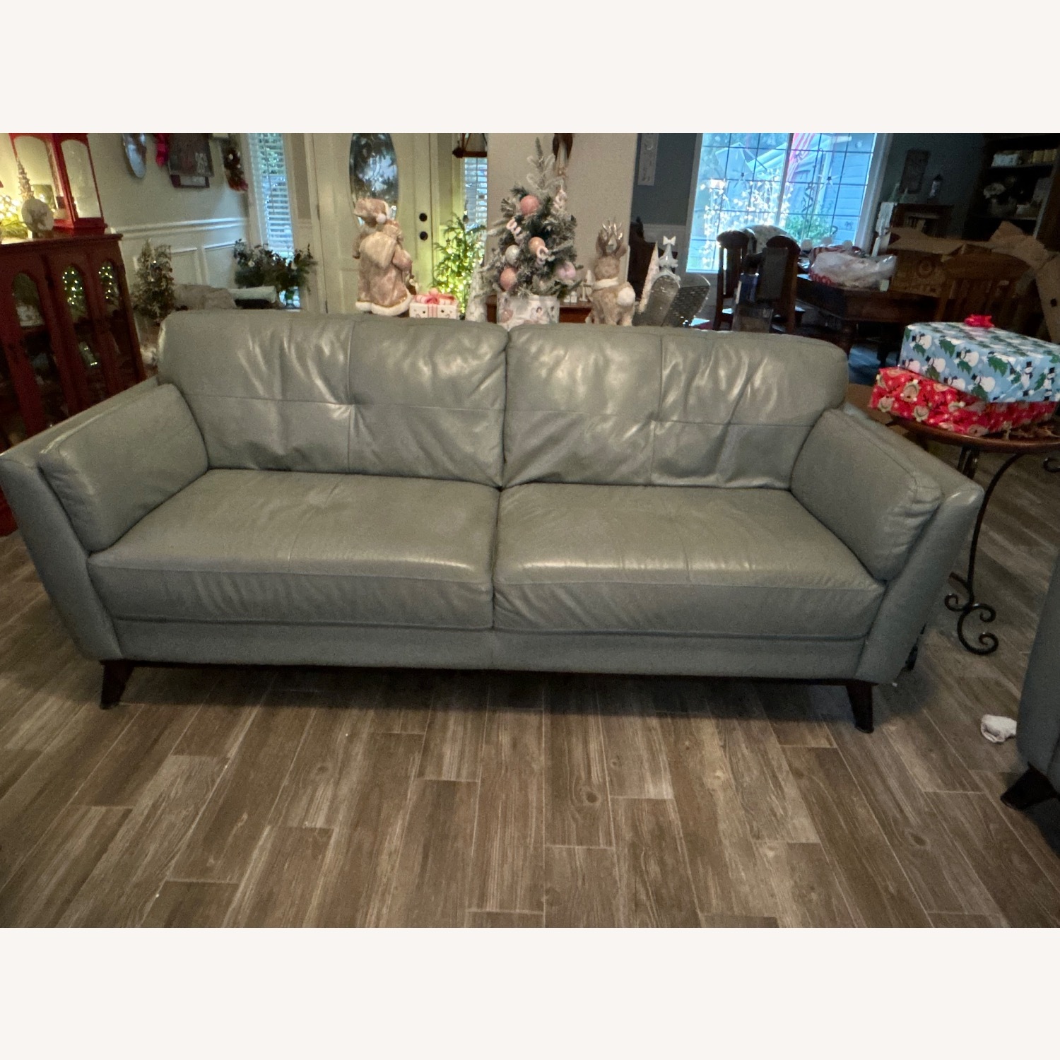 Green Leather 3+ Seater Sofa - image-1