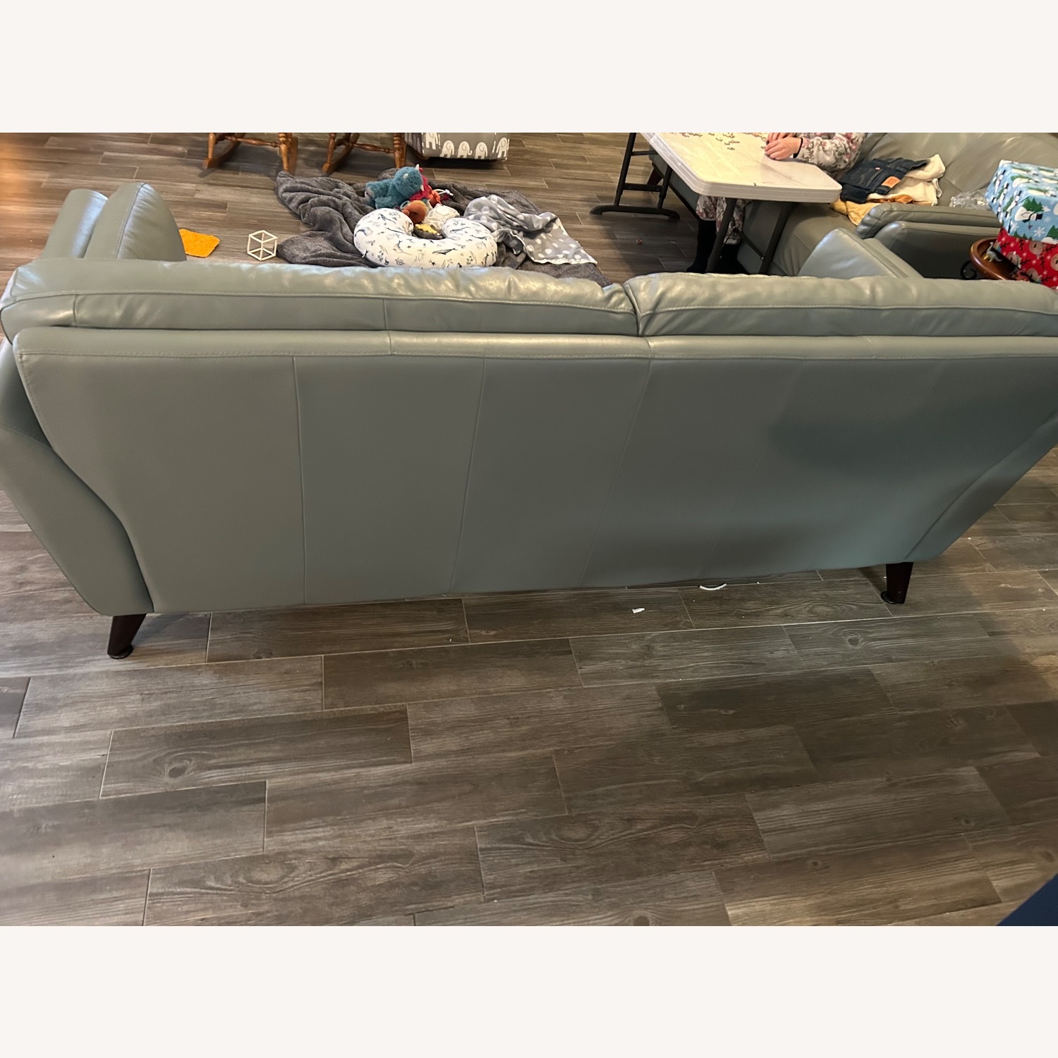 Green Leather 3+ Seater Sofa - image-4