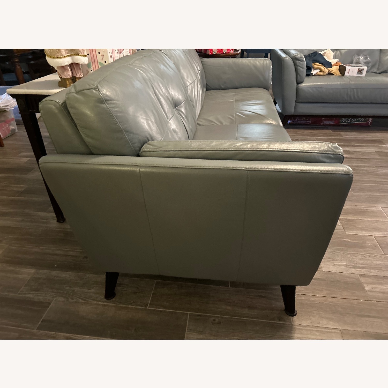 Green Leather 3+ Seater Sofa - image-6