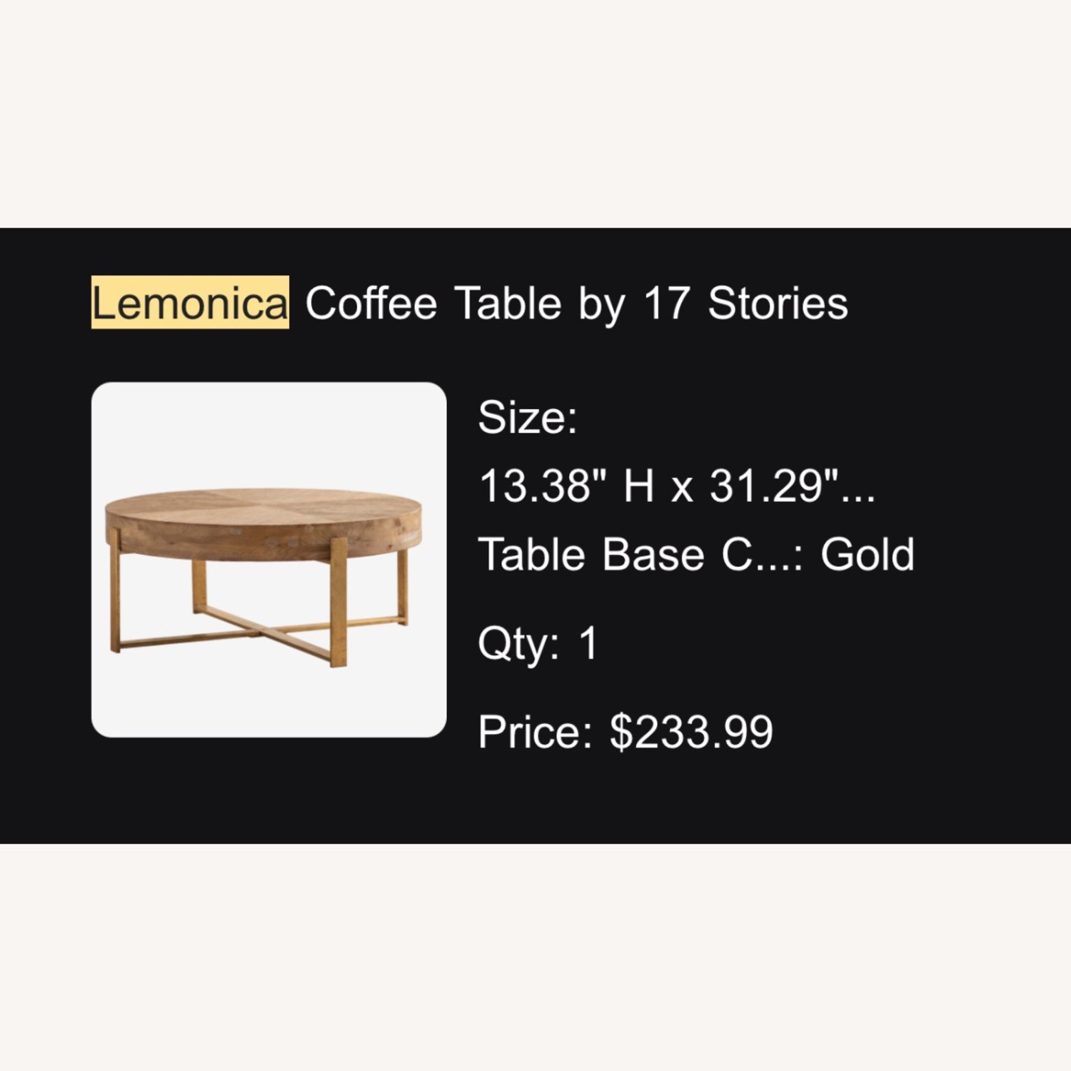 Wayfair Lemonica Coffee Table by 17 Stories - image-4