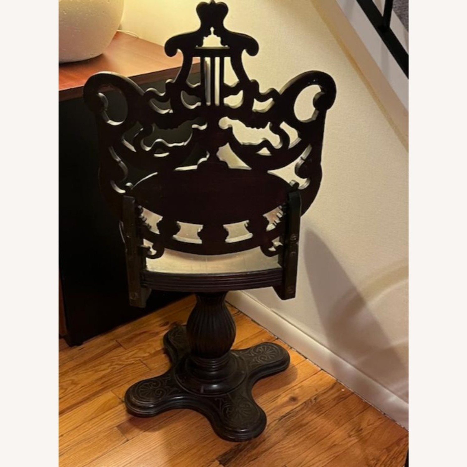 Antique Walnut Rococo Revival Piano Chair - image-3
