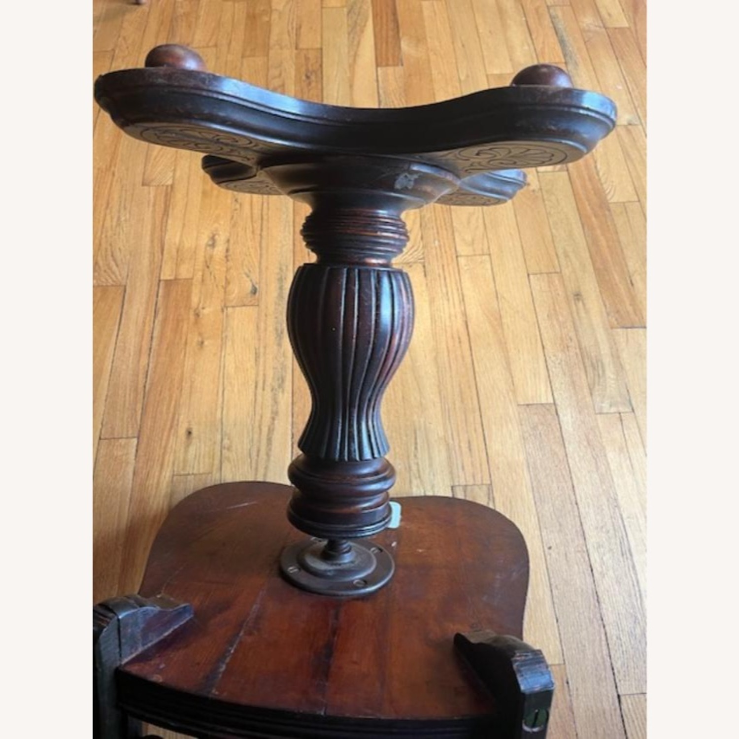 Antique Walnut Rococo Revival Piano Chair - image-14