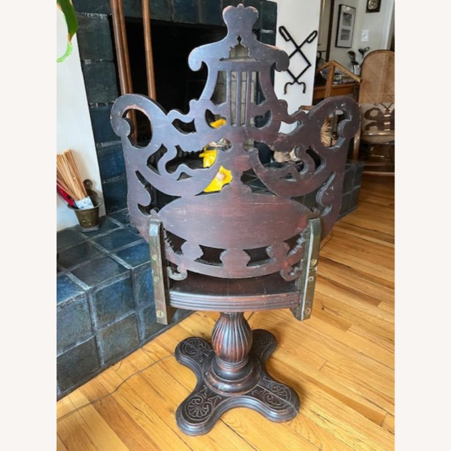 Antique Walnut Rococo Revival Piano Chair - image-9