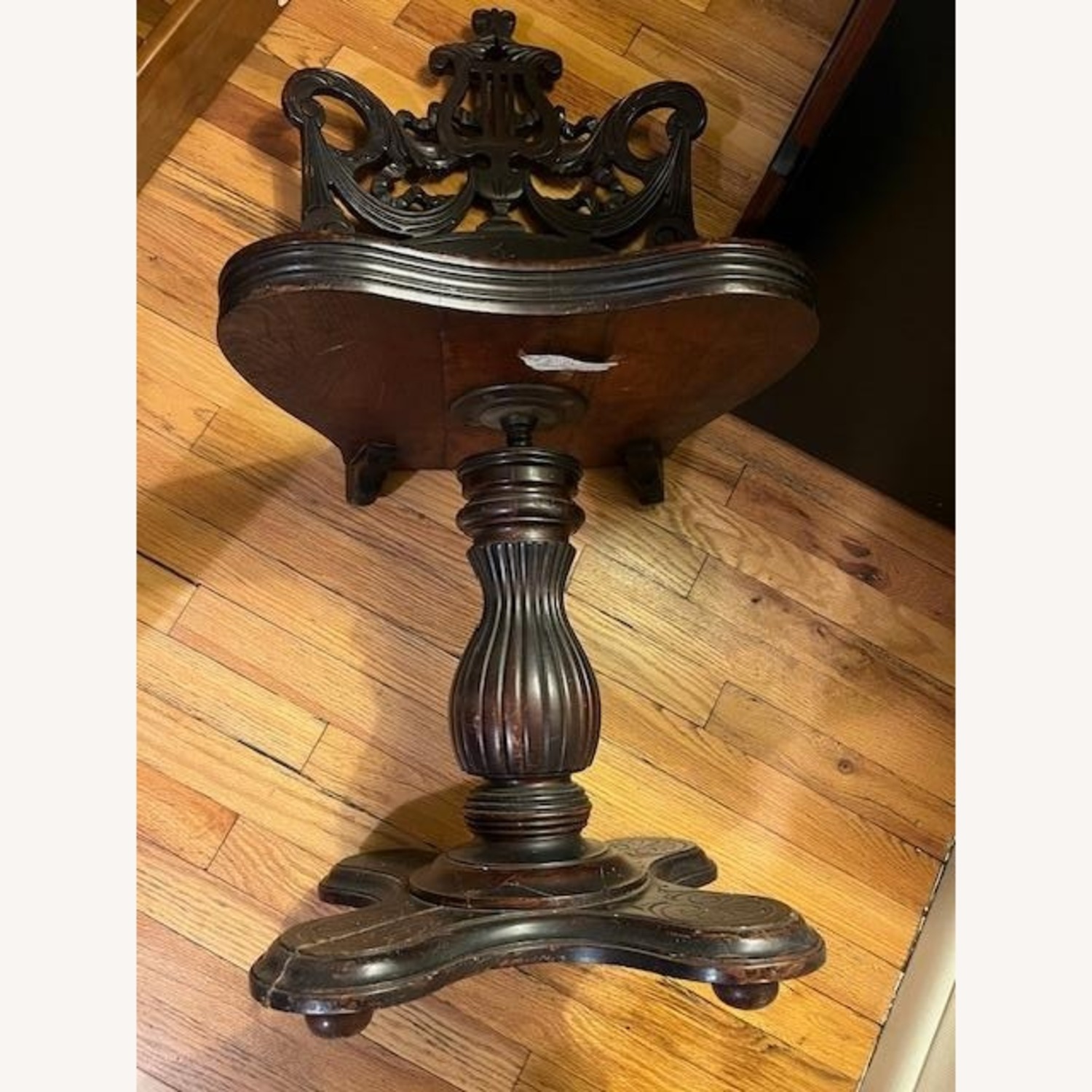 Antique Walnut Rococo Revival Piano Chair - image-4