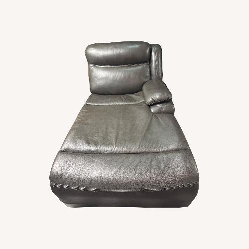 Used Bob's Discount Dark Grey Leather Reclining Chaise for sale on AptDeco