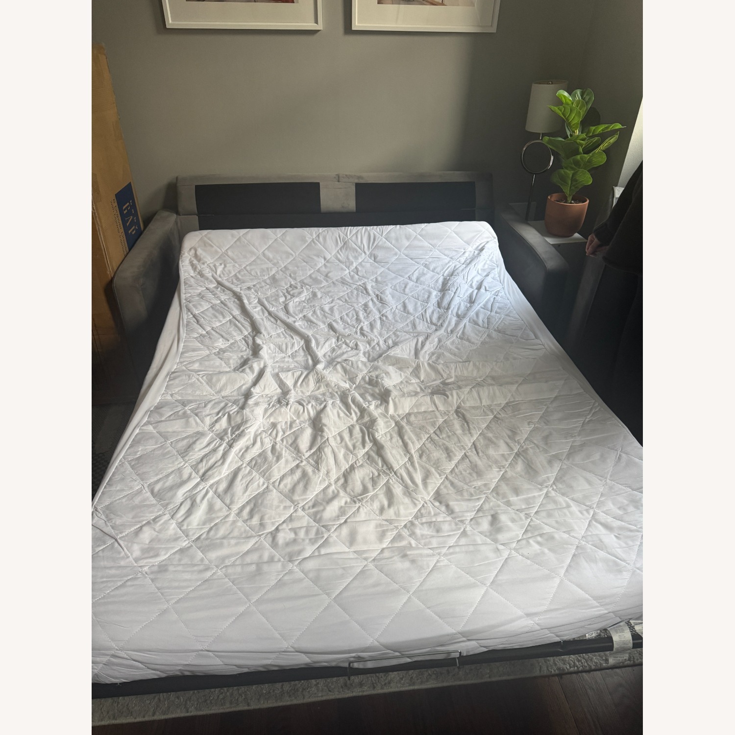 Wayfair Dark Gray Velvet Sleeper Sofa - image-9