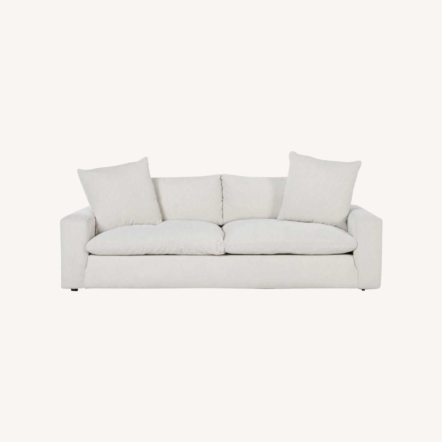 Living Spaces White Fabric 3+ Seater Sofa - image-0