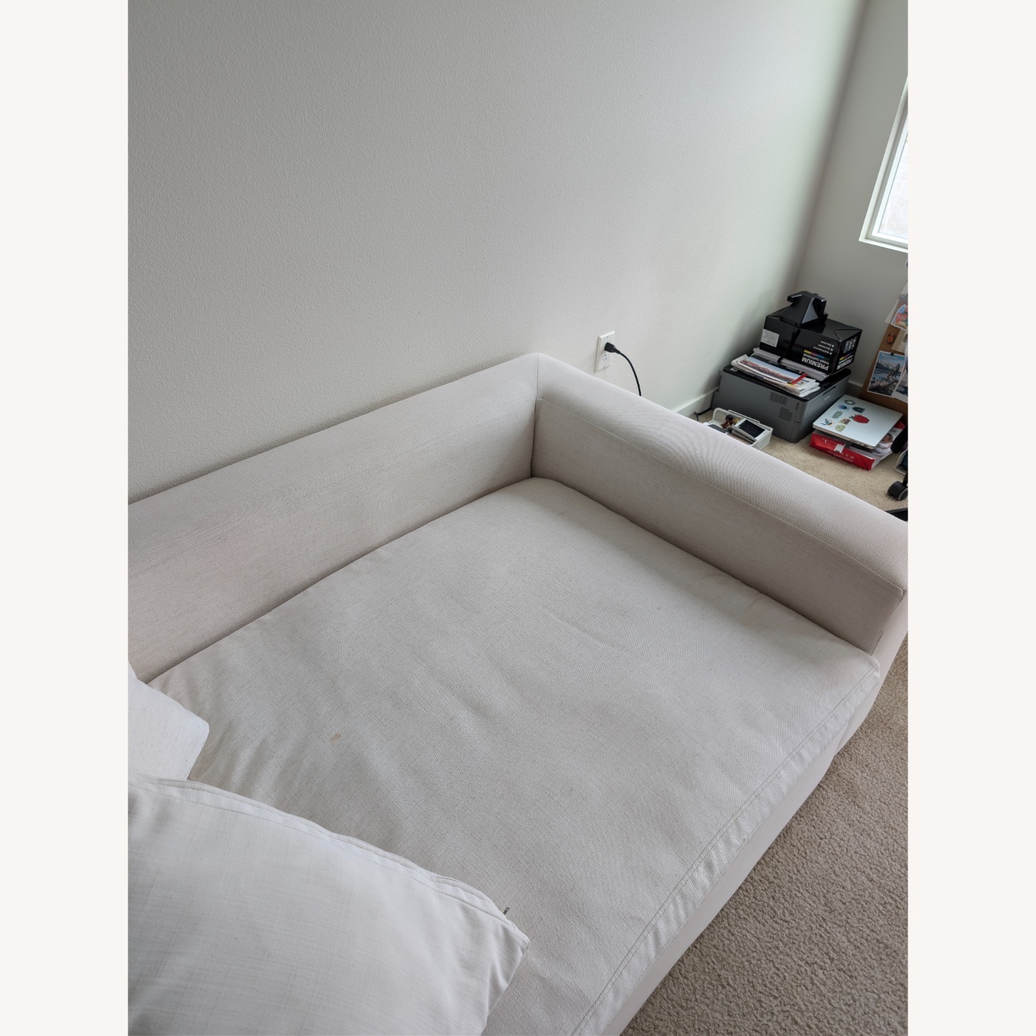 Living Spaces White Fabric 3+ Seater Sofa - image-6