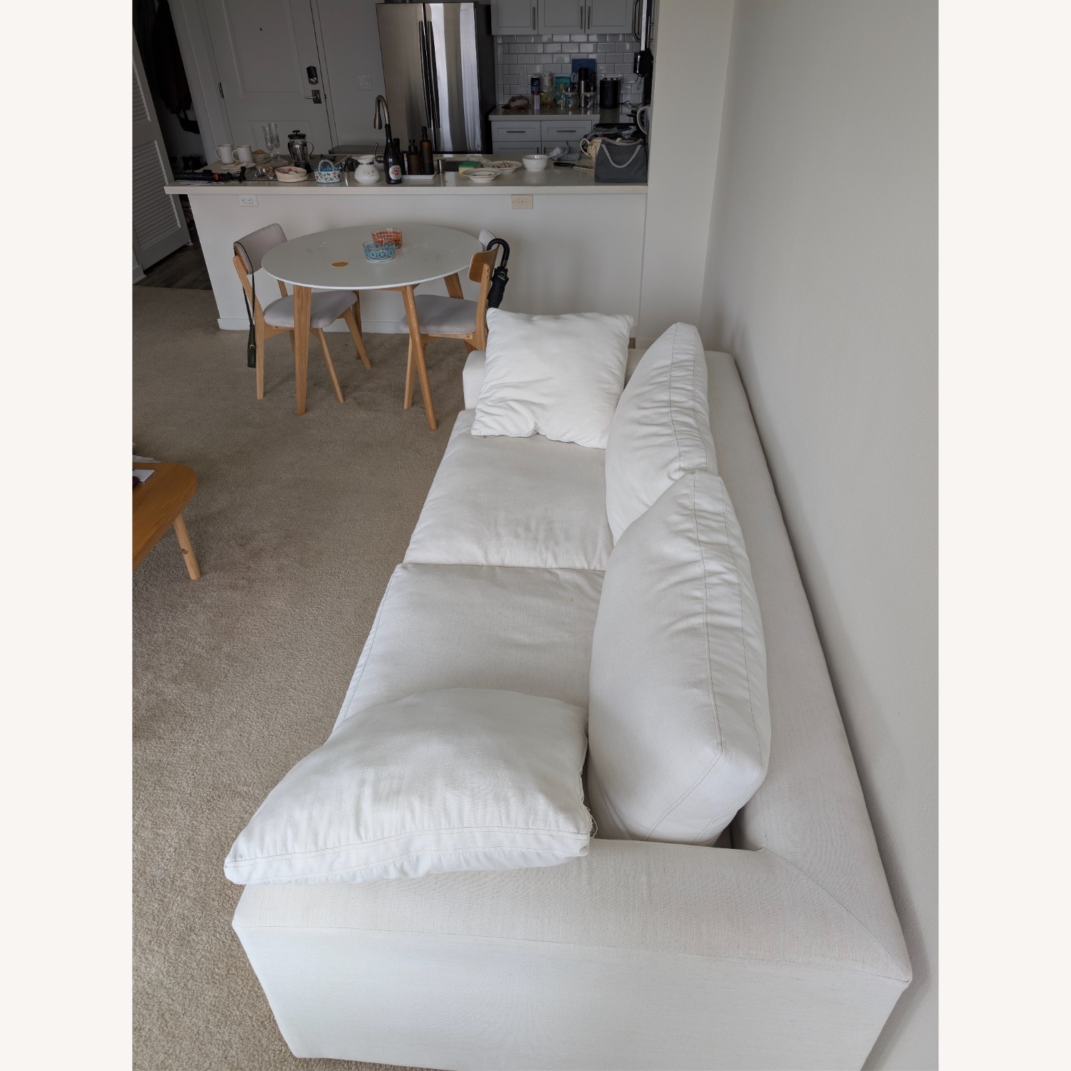 Living Spaces White Fabric 3+ Seater Sofa - image-4