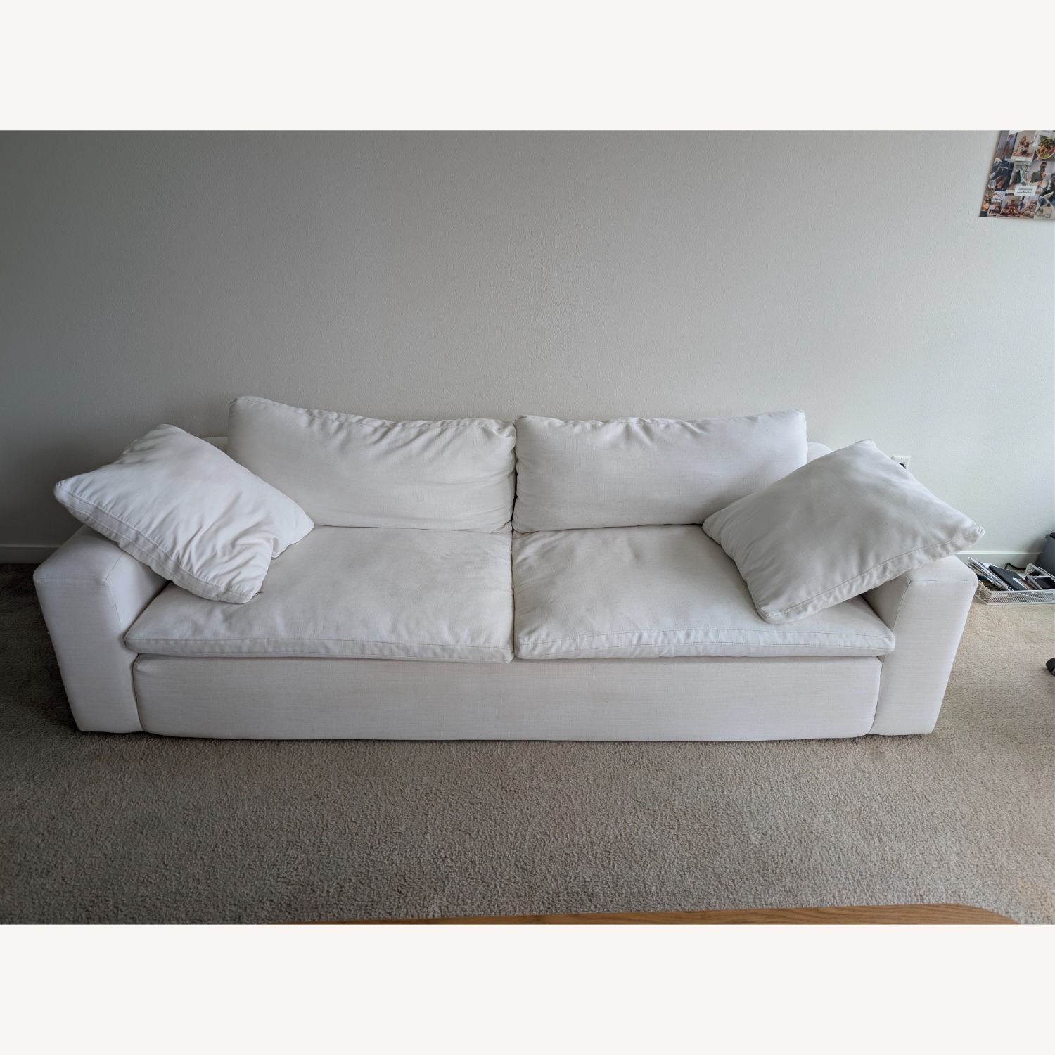 Living Spaces White Fabric 3+ Seater Sofa - image-1