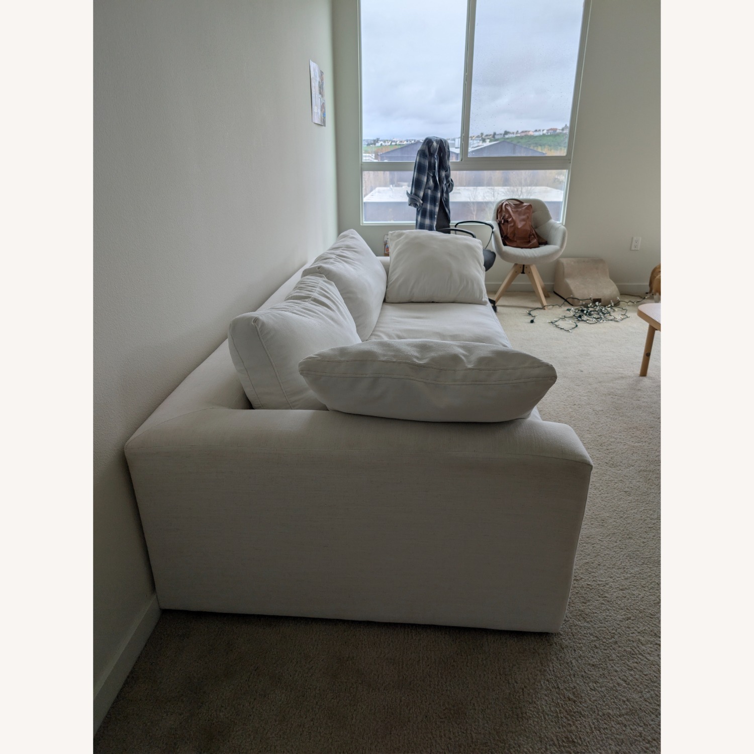 Living Spaces White Fabric 3+ Seater Sofa - image-2