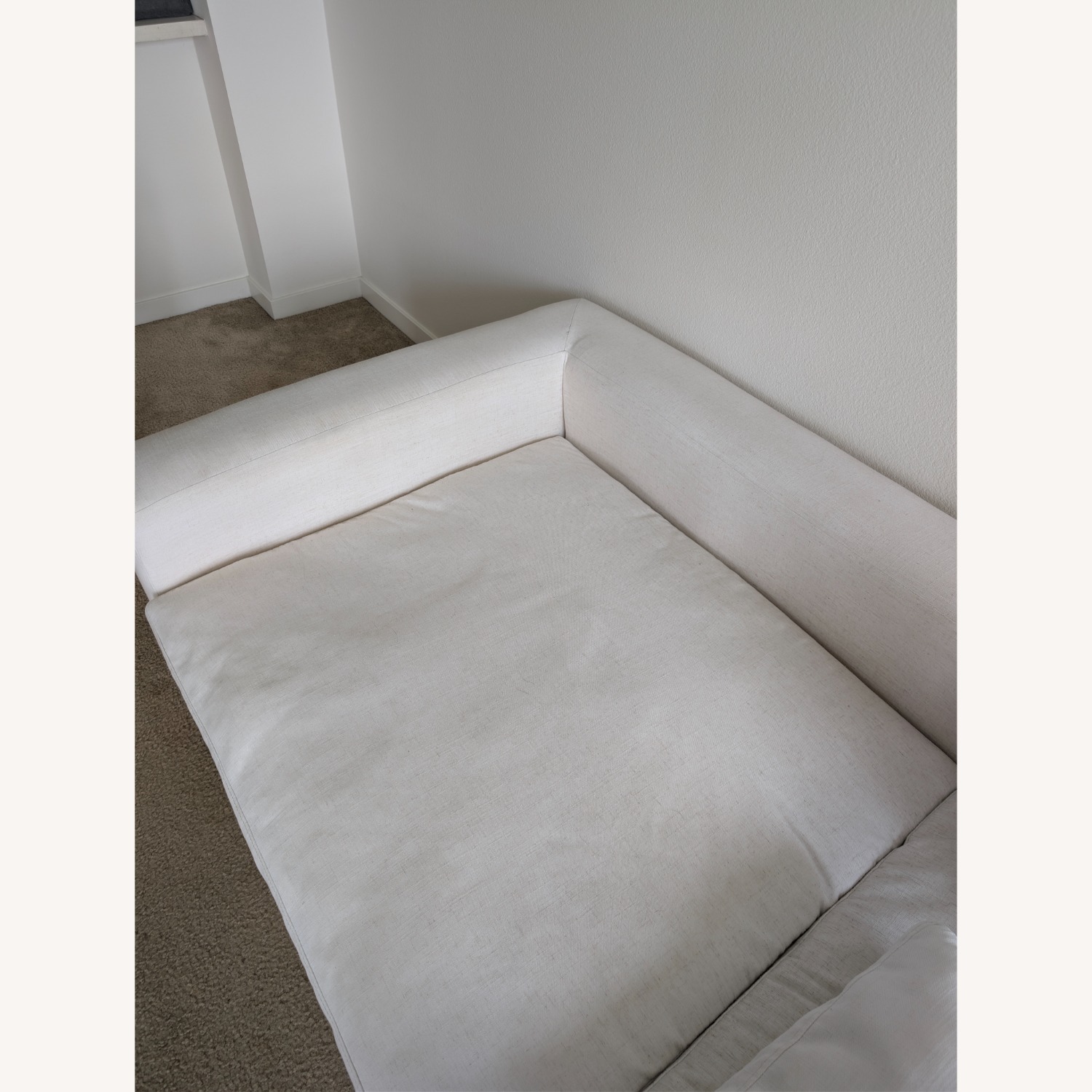 Living Spaces White Fabric 3+ Seater Sofa - image-5