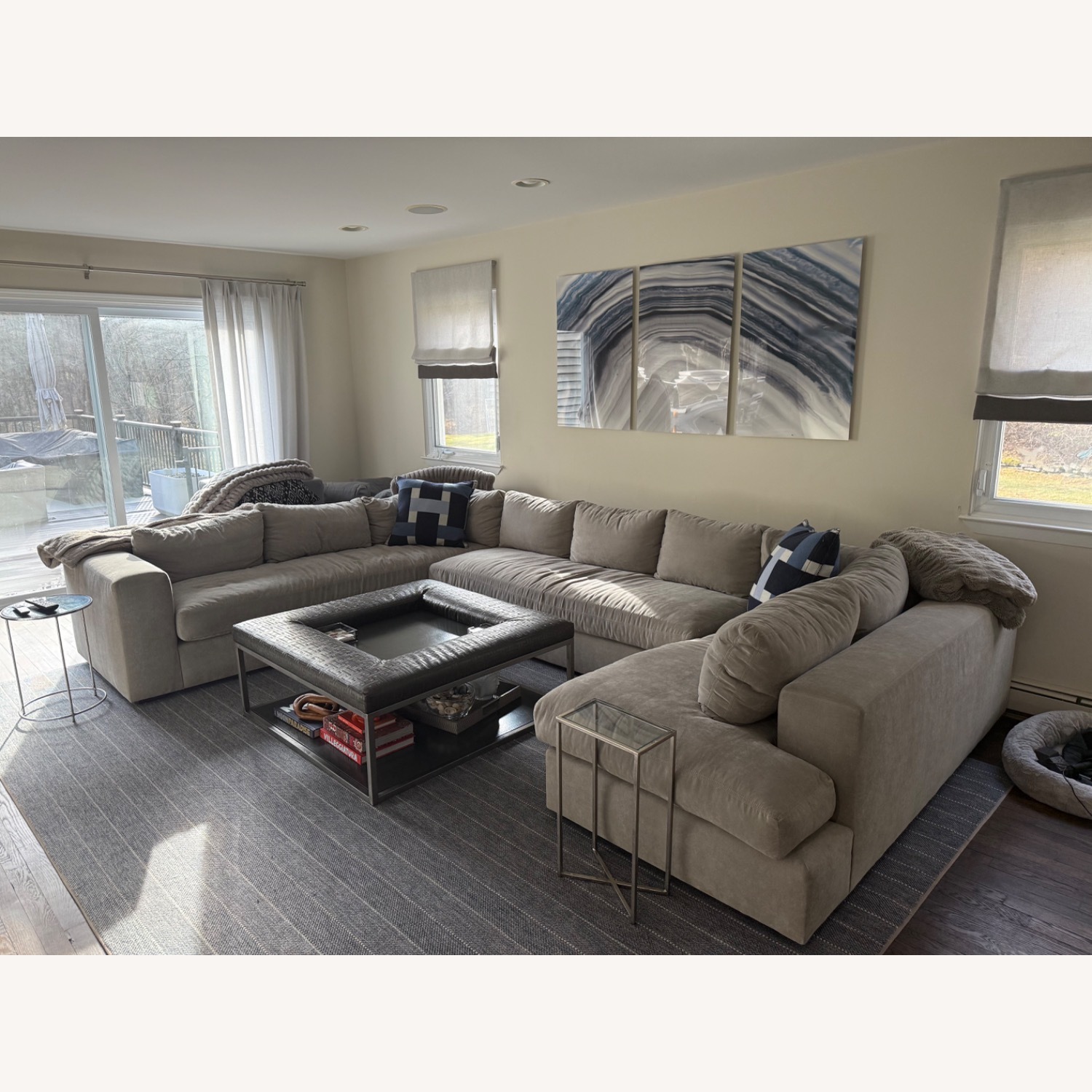 Light Gray Fabric 3+ Piece Sectional - image-4