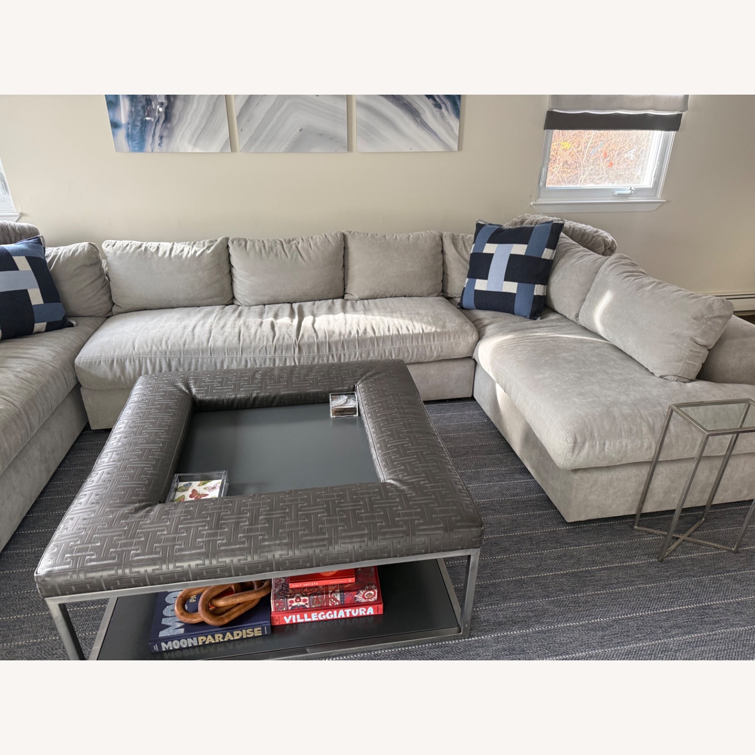 Light Gray Fabric 3+ Piece Sectional - image-3